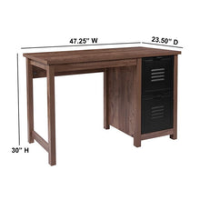 Load image into Gallery viewer, Crosscut Oak Wood Grain Finish Computer Desk with Metal Drawers