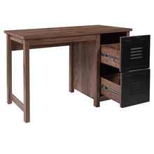 Load image into Gallery viewer, Crosscut Oak Wood Grain Finish Computer Desk with Metal Drawers