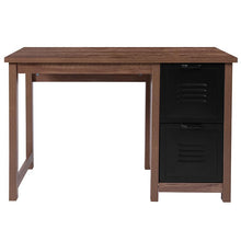 Load image into Gallery viewer, Crosscut Oak Wood Grain Finish Computer Desk with Metal Drawers