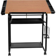 Load image into Gallery viewer, Adjustable Drawing and Drafting Table with Black Frame and Dual Wheel Casters