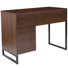 Load image into Gallery viewer, Rustic Coffee Wood Grain Finish Computer Desk with Black Metal Frame