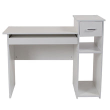 Load image into Gallery viewer, White Computer Desk with Shelves and Drawer