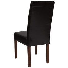 Load image into Gallery viewer, Brown LeatherSoft Upholstered Panel Back Mid-Century Parsons Dining Chair