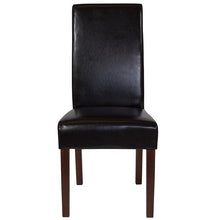 Load image into Gallery viewer, Brown LeatherSoft Upholstered Panel Back Mid-Century Parsons Dining Chair