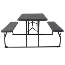 Load image into Gallery viewer, Charcoal Wood Grain Folding Picnic Table and Benches - 4.5 Foot Folding Table