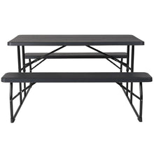 Load image into Gallery viewer, Charcoal Wood Grain Folding Picnic Table and Benches - 4.5 Foot Folding Table