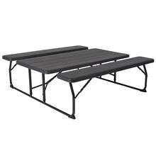 Load image into Gallery viewer, Charcoal Wood Grain Folding Picnic Table and Benches - 4.5 Foot Folding Table