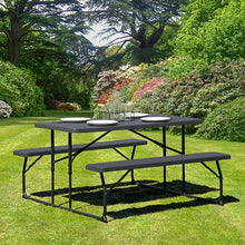 Load image into Gallery viewer, Charcoal Wood Grain Folding Picnic Table and Benches - 4.5 Foot Folding Table