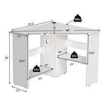 Load image into Gallery viewer, Corner Computer Desk Triangle Writing Workstation with Storage Shelf-White
