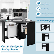 Load image into Gallery viewer, Corner Computer Desk Triangle Writing Workstation with Storage Shelf-Black