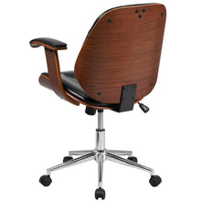 Load image into Gallery viewer, Mid-Back Black Executive Ergonomic Wood Swivel Office Chair with Arms