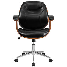 Load image into Gallery viewer, Mid-Back Black Executive Ergonomic Wood Swivel Office Chair with Arms