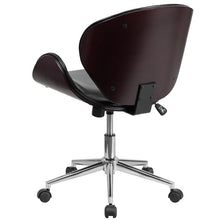 Load image into Gallery viewer, Mid-Back Mahogany Wood Conference Office Chair in Black LeatherSoft