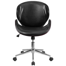 Load image into Gallery viewer, Mid-Back Mahogany Wood Conference Office Chair in Black LeatherSoft