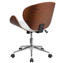 Load image into Gallery viewer, Mid-Back Walnut Wood Conference Office Chair in White LeatherSoft