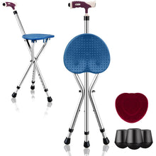 Load image into Gallery viewer, Lightweight Adjustable Folding Cane Seat with Light-Blue
