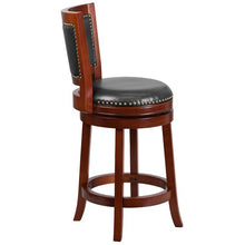 Load image into Gallery viewer, 26'' High Dark Cherry Wood Counter Height Stool with Open Panel Back