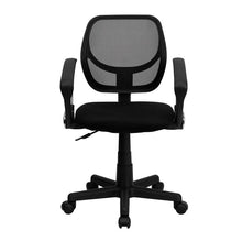 Load image into Gallery viewer, Low Back Black Mesh Swivel Task Office Chair with Curved Square Back and Arms