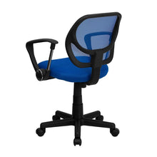 Load image into Gallery viewer, Low Back Blue Mesh Swivel Task Office Chair with Curved Square Back and Arms