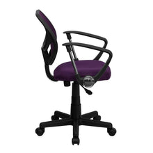 Load image into Gallery viewer, Low Back Purple Mesh Swivel Task Office Chair with Arms