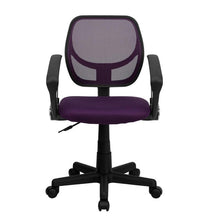 Load image into Gallery viewer, Low Back Purple Mesh Swivel Task Office Chair with Arms