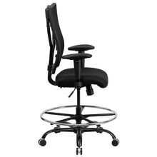 Load image into Gallery viewer, Big & Tall 400 lb. Rated Black Mesh Drafting Chair with Adjustable Arms