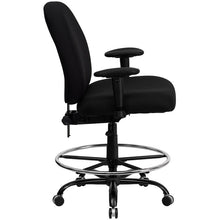 Load image into Gallery viewer, 400 lb. Rated Black Fabric Drafting Chair with Adjustable Back Height and Arms