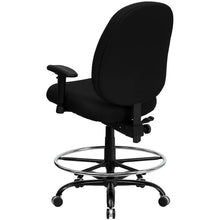 Load image into Gallery viewer, 400 lb. Rated Black Fabric Drafting Chair with Adjustable Back Height and Arms