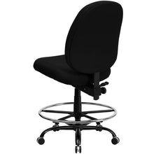 Load image into Gallery viewer, Big & Tall 400 lb. Rated Black Fabric Drafting Chair with Adjustable Back Height