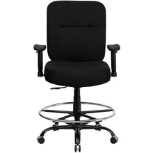 Load image into Gallery viewer, Big & Tall 400 lb. Rated Black Fabric Back Draft Chair with Adjustable Arms