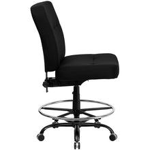 Load image into Gallery viewer, Big & Tall 400 lb. Rated Black Fabric Ergonomic Drafting Chair with Back