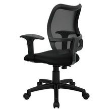Load image into Gallery viewer, Mid-Back Black Mesh Swivel Task Office Chair with Adjustable Arms