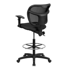 Load image into Gallery viewer, Mid-Back Black Mesh Drafting Chair Height Adjustment and Adjustable Arms