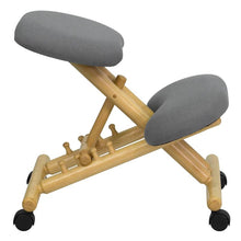 Load image into Gallery viewer, Mobile Wooden Ergonomic Kneeling Office Chair in Gray Fabric