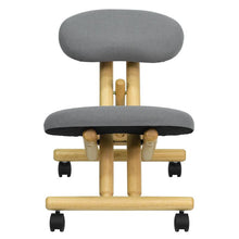 Load image into Gallery viewer, Mobile Wooden Ergonomic Kneeling Office Chair in Gray Fabric