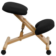 Load image into Gallery viewer, Mobile Wooden Ergonomic Kneeling Office Chair in Black Fabric