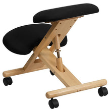 Load image into Gallery viewer, Mobile Wooden Ergonomic Kneeling Office Chair in Black Fabric