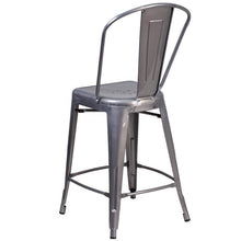 Load image into Gallery viewer, 24'' High Clear Coated Indoor Counter Height Stool with Back