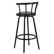 Load image into Gallery viewer, Back Black Metal Barstool with Black Vinyl Swivel Seat