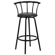 Load image into Gallery viewer, Back Black Metal Barstool with Black Vinyl Swivel Seat