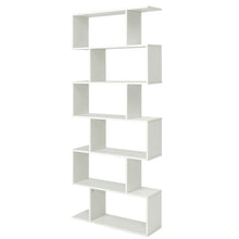 Load image into Gallery viewer, 6 Tier S-Shaped Bookshelf Storage Display Bookcase Decor Z-Shelf -White