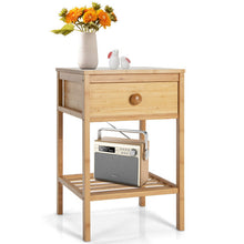 Load image into Gallery viewer, Bamboo Nightstand with Drawer and Open Shelf-Natural