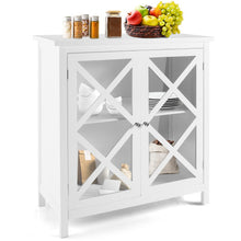 Load image into Gallery viewer, Freestanding Kitchen Buffet Cabinet with Glass Doors and Adjustable Shelf-White