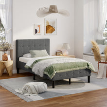 Load image into Gallery viewer, Platform Bed with Button Tufted Headboard-Gray