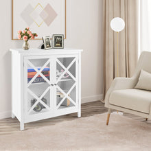 Load image into Gallery viewer, Freestanding Kitchen Buffet Cabinet with Glass Doors and Adjustable Shelf-White