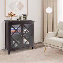 Load image into Gallery viewer, Freestanding Kitchen Buffet Cabinet with Glass Doors and Adjustable Shelf-Brown
