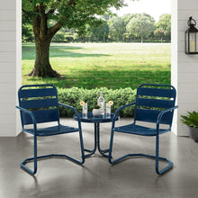 Load image into Gallery viewer, Brighton 3Pc Outdoor Metal Armchair Set Navy - Side Table & 2 Chairs