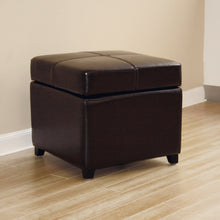 Load image into Gallery viewer, Baxton Studio Dark Brown Full Leather Storage Cube Ottoman
