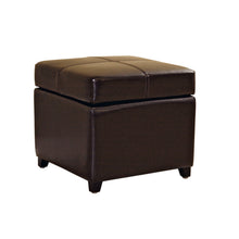 Load image into Gallery viewer, Baxton Studio Dark Brown Full Leather Storage Cube Ottoman