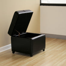 Load image into Gallery viewer, Baxton Studio Black Full Leather Storage Cube Ottoman